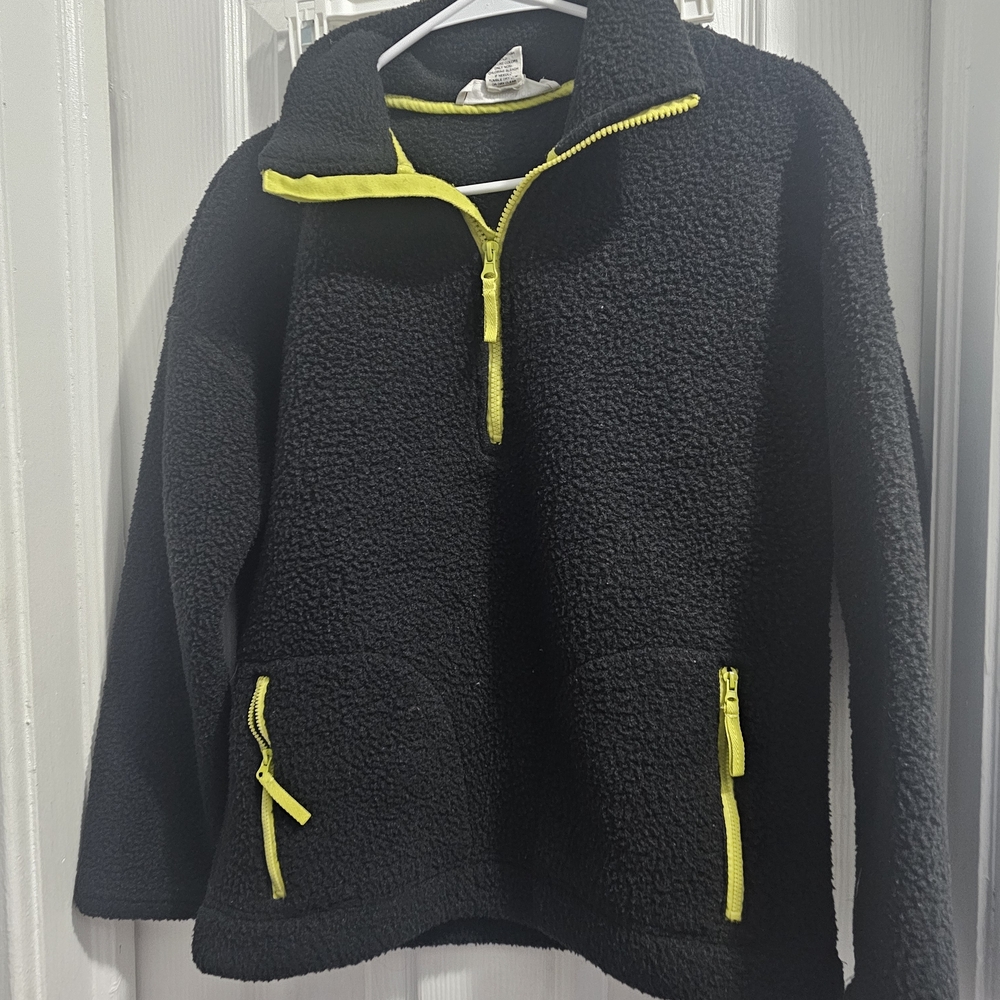 Workshop Republic Clothing Black Hoodie with Neon Yellow Zippers
